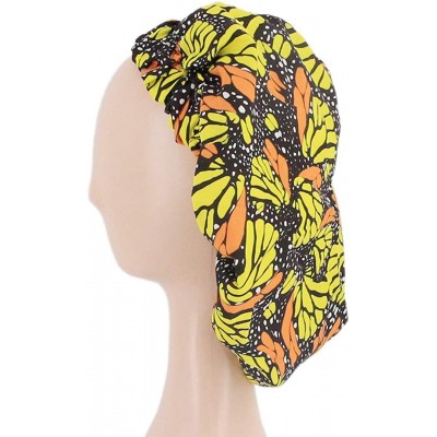 Skullies & Beanies Women's African Flower Pattern Shower Cap Boho Style Bath Hat Wide Band Sleep Headwear Bonnets for Women/G...