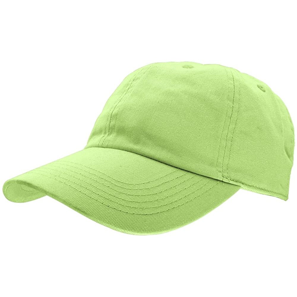 Baseball Caps Baseball Caps Dad Hats 100% Cotton Polo Style Plain Blank Adjustable Size - Lime Green - CR18EZ2XMGM $10.16