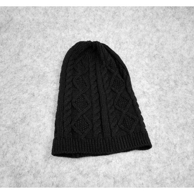 Skullies & Beanies Women Cable Knit Beanie Winter Warm Crochet Hats Chunky Stretch Ski Cap - Black - CS186QTLOOT $13.05