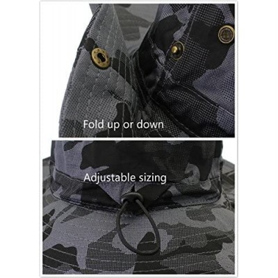 Bucket Hats Outdoor Sun Hats with Wind Lanyard Bucket Hat Fishing Cap Boonie for Men/Women/Kids - Olive Green Camouflage - CK...