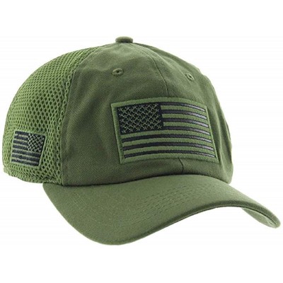 Baseball Caps American US Military Embroidered Flag Soft Mesh Hat Trucker Cap - Olive - C818U020XUW $14.54