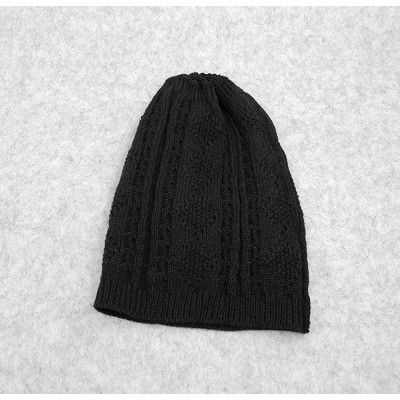Skullies & Beanies Women Cable Knit Beanie Winter Warm Crochet Hats Chunky Stretch Ski Cap - Black - CS186QTLOOT $13.05