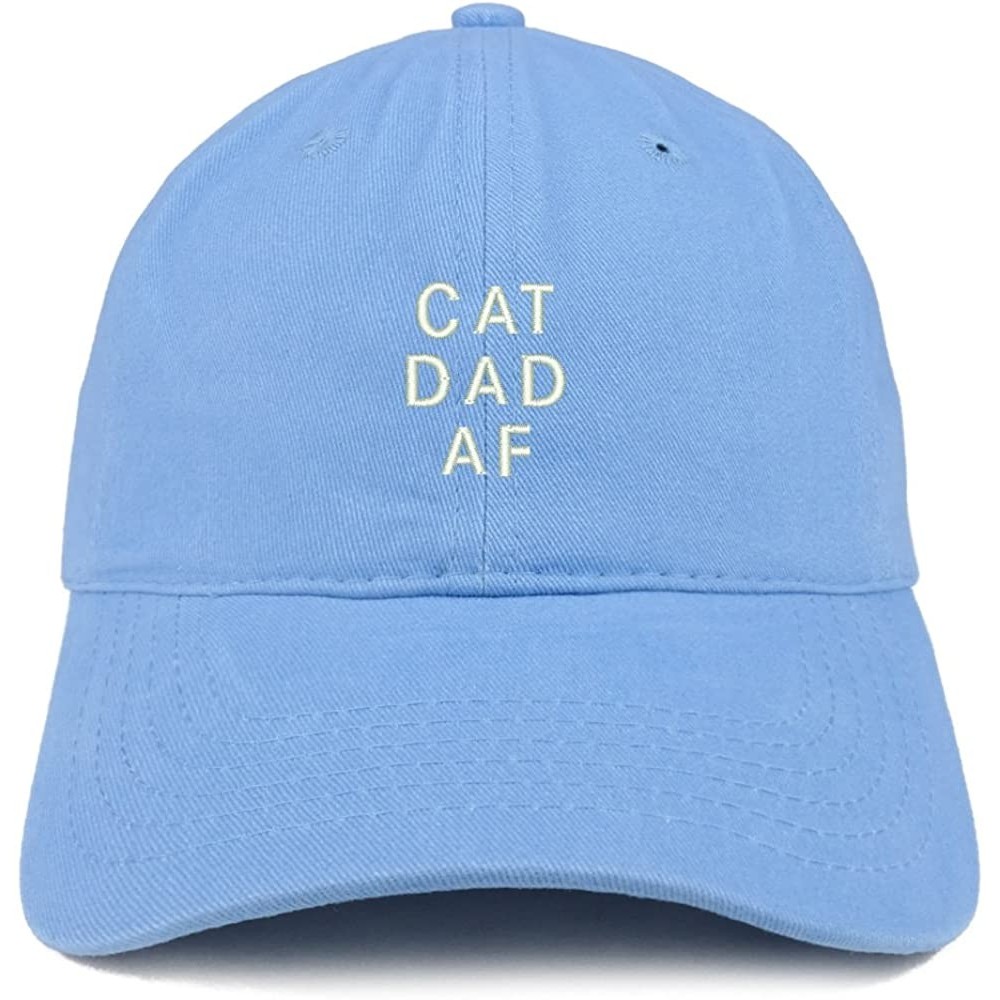 Baseball Caps Cat Dad AF Embroidered Soft Cotton Dad Hat - Carolina Blue - CQ18EYKKEEX $14.34