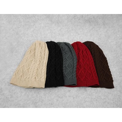 Skullies & Beanies Women Cable Knit Beanie Winter Warm Crochet Hats Chunky Stretch Ski Cap - Black - CS186QTLOOT $13.05