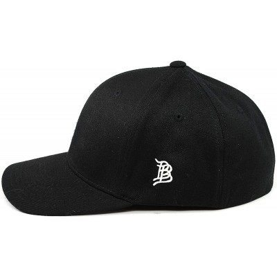 Baseball Caps 'The Patriot' Leather Patch Flex Fit Fitted Hat - Black - CO18IGQGELU $26.78