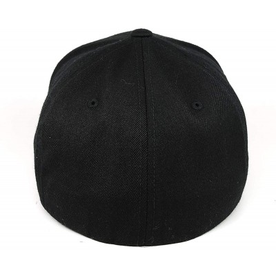 Baseball Caps 'The Patriot' Leather Patch Flex Fit Fitted Hat - Black - CO18IGQGELU $26.78