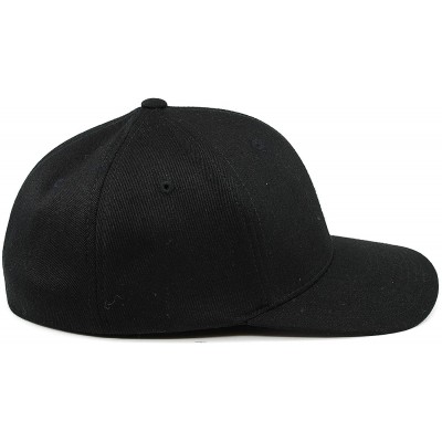 Baseball Caps 'The Patriot' Leather Patch Flex Fit Fitted Hat - Black - CO18IGQGELU $26.78