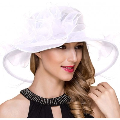 Sun Hats Womens Kentucky Derby Church Dress Fascinator Tea Party Wedding Hats S056 - S019-white - CZ18D3TEQZS $11.17