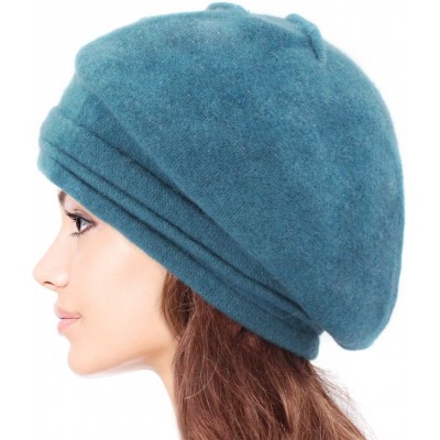 Bucket Hats Women's Elegant Flower Wool Cloche Bucket Slouch Hat - Teal Blue - C41174WWTKD $29.76