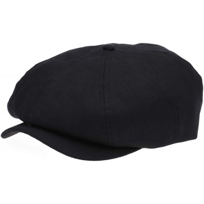 Newsboy Caps Newsboy Hats Men Flat Cap Gatsby Snap Classic Herringbone Twill Vintage 8 Panel Hat - Black - CL19850T29L $15.39