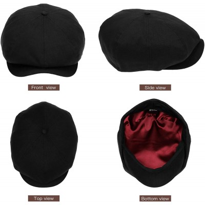 Newsboy Caps Newsboy Hats Men Flat Cap Gatsby Snap Classic Herringbone Twill Vintage 8 Panel Hat - Black - CL19850T29L $15.39