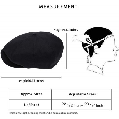 Newsboy Caps Newsboy Hats Men Flat Cap Gatsby Snap Classic Herringbone Twill Vintage 8 Panel Hat - Black - CL19850T29L $15.39