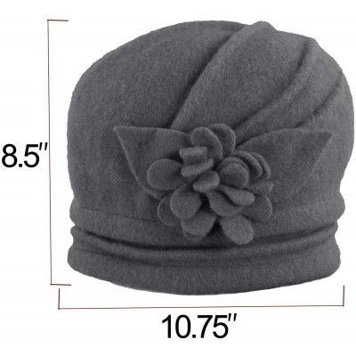 Bucket Hats Women's Elegant Flower Wool Cloche Bucket Slouch Hat - Teal Blue - C41174WWTKD $29.76