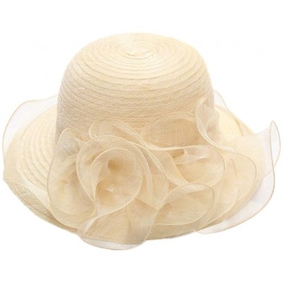 Sun Hats Women's Organza Church Kentucky Derby Fascinator Bridal Tea Party Wedding Hat - Yellow - CS18STCD2M4 $12.19