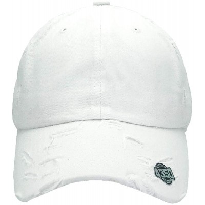 Baseball Caps Dad Hat Baseball Cap Adjustable Distressed Vintage Washed Polo Style Cotton Headwear - White - CX18WUSO49Q $12.14