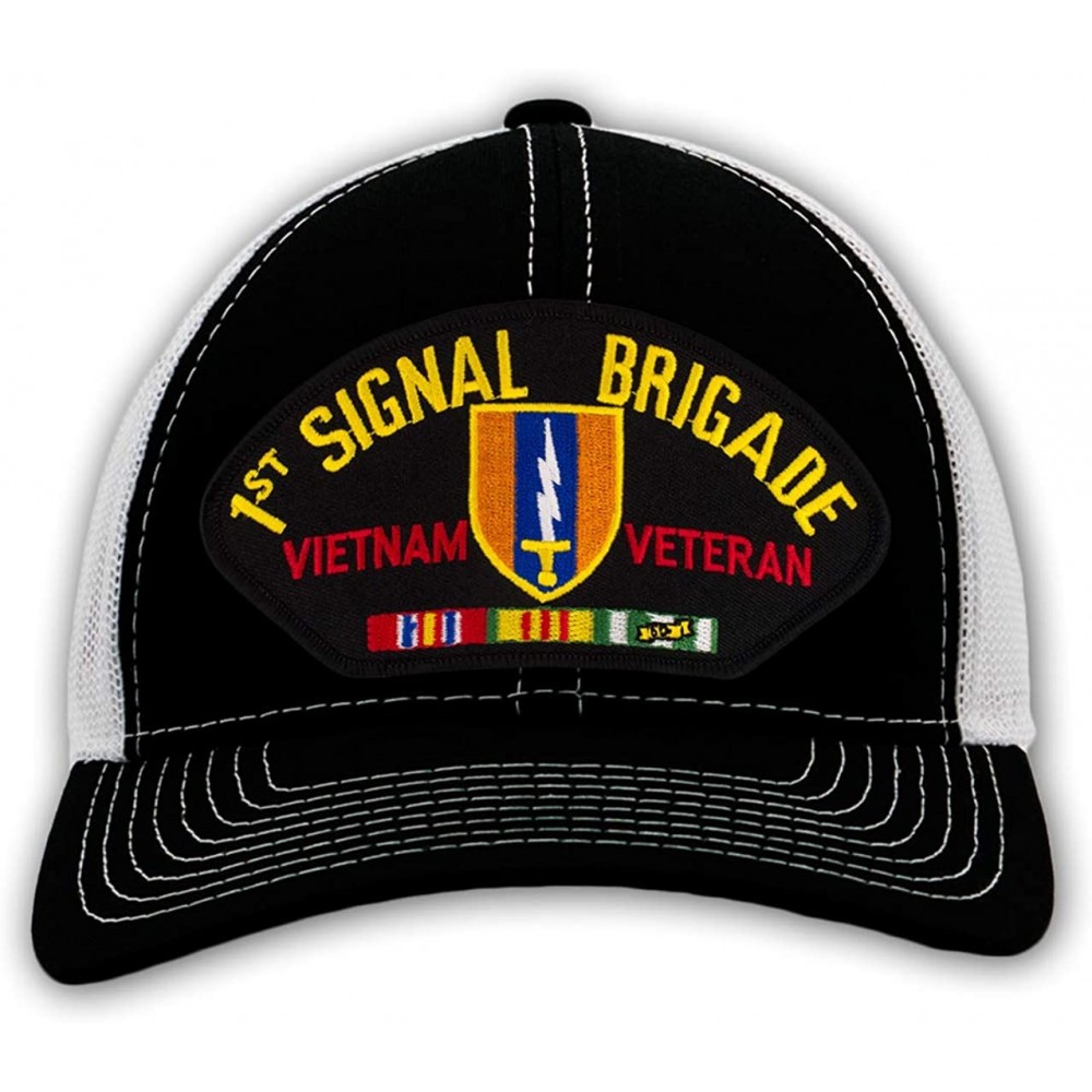 Baseball Caps 1st Signal Brigade - Vietnam War Veteran Hat/Ballcap Adjustable One Size Fits Most - Mesh-back Black & White - ...