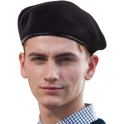 Berets British Military Berets for Men - Women Warm Knit Beret Hat Spring Hat Soft - 001 Black (With Cotton Lining) - CQ18Q75...