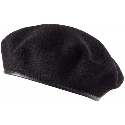 Berets British Military Berets for Men - Women Warm Knit Beret Hat Spring Hat Soft - 001 Black (With Cotton Lining) - CQ18Q75...