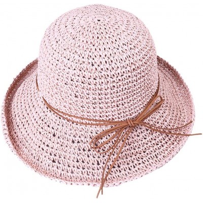 Sun Hats Spring and Summer Beach Cap Women Straw Fisherman Hat Sun Hat (Pink) - Pink - CG18QNLSCZ0 $7.31