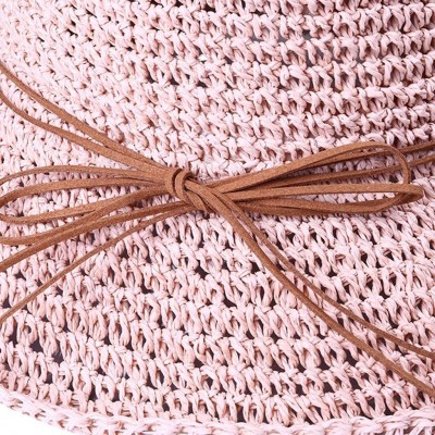 Sun Hats Spring and Summer Beach Cap Women Straw Fisherman Hat Sun Hat (Pink) - Pink - CG18QNLSCZ0 $7.31