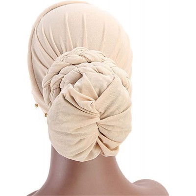 Skullies & Beanies India Caps Turban Bandana Braided Headwrap African Point Drill Milk Silk Head Wrap - Tjm-341a-orange - C31...