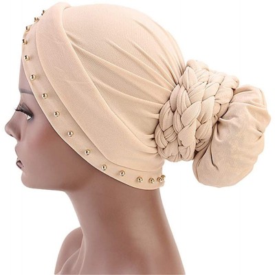 Skullies & Beanies India Caps Turban Bandana Braided Headwrap African Point Drill Milk Silk Head Wrap - Tjm-341a-orange - C31...