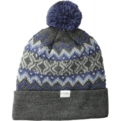 Skullies & Beanies Men's The Winters Fine Knit Nordic Beanie Hat Pom - Dark Grey - C418DCLQ6SS $31.14