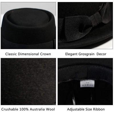 Fedoras Pork Pie Hat 100% Wool Felt Men's Porkpie Breaking Bad Hats Flat Top Mens Fedora - Black - CH18I97U9ZC $20.19