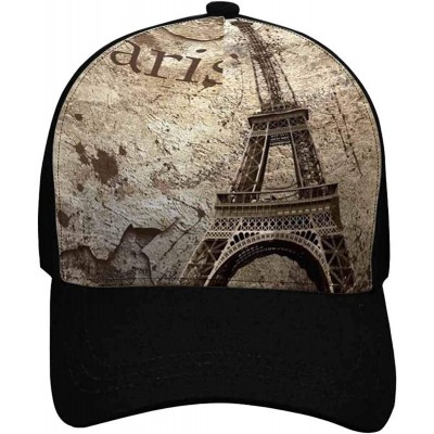 Baseball Caps France Paris Eiffel Tower Adjustable Unisex Men Women Baseball Caps Classic Dad Hats- Black - Design 7 - CI18QI...