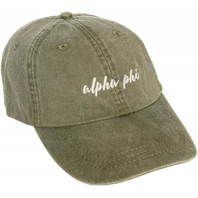 Baseball Caps Alpha Phi (N) Sorority Baseball Hat Cap Cursive Name Font A Phi - Cactus - CZ18SDEA8T8 $11.62