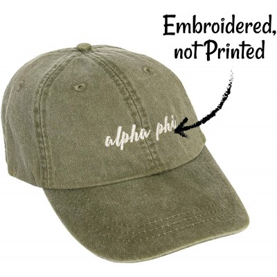 Baseball Caps Alpha Phi (N) Sorority Baseball Hat Cap Cursive Name Font A Phi - Cactus - CZ18SDEA8T8 $11.62