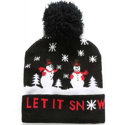 Skullies & Beanies Adult Fashion Cuffed Knit Ugly Christmas Beanie Hat - Black White - CY18L6262XE $8.09