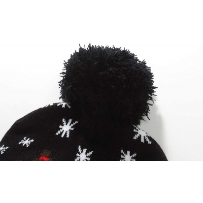 Skullies & Beanies Adult Fashion Cuffed Knit Ugly Christmas Beanie Hat - Black White - CY18L6262XE $8.09