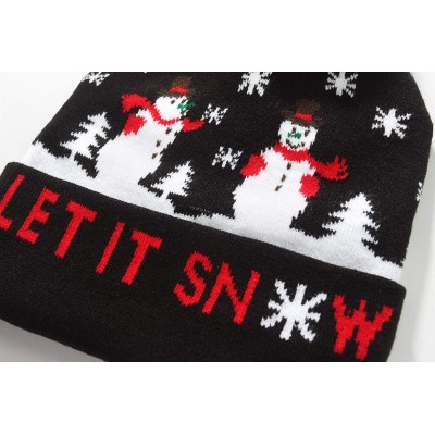 Skullies & Beanies Adult Fashion Cuffed Knit Ugly Christmas Beanie Hat - Black White - CY18L6262XE $8.09