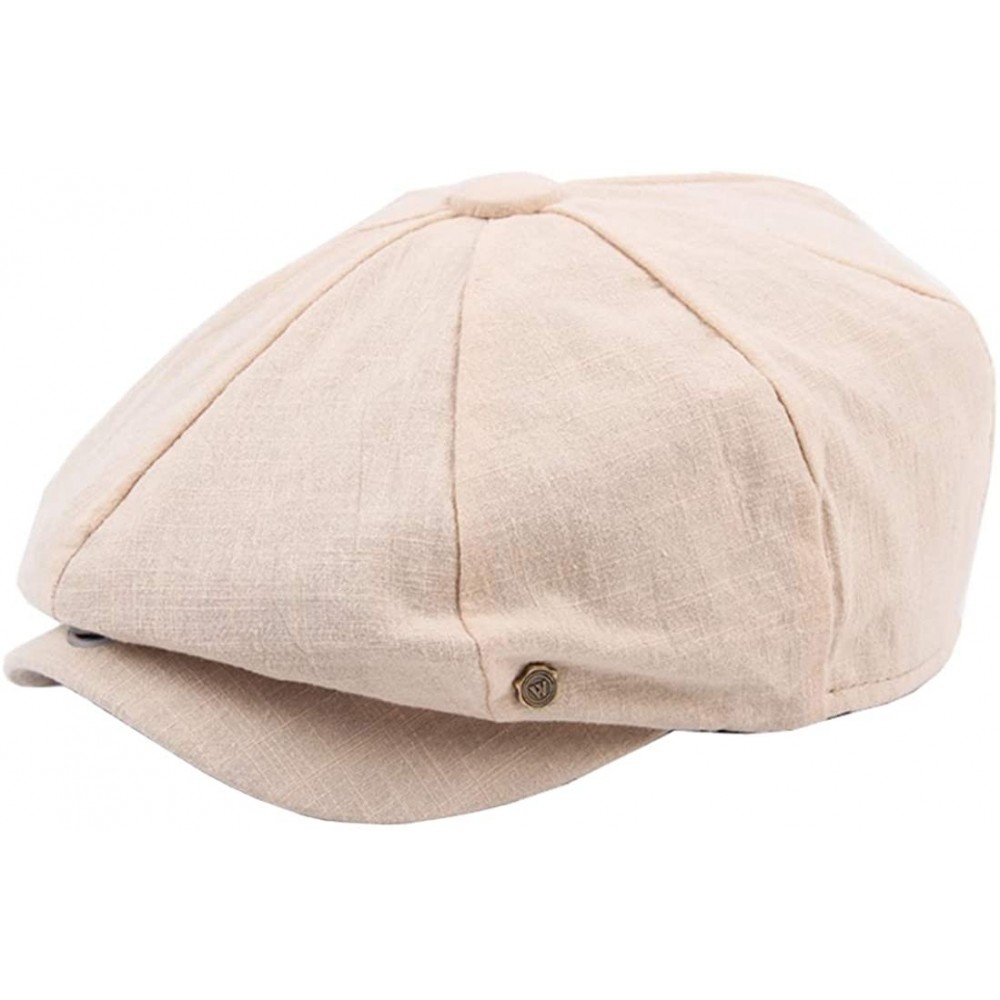 Newsboy Caps Unisex Retro French Beret Plain Newsboy-Cap Cabbie Flat Hat - Beige - CK18N8E8UZA $12.55