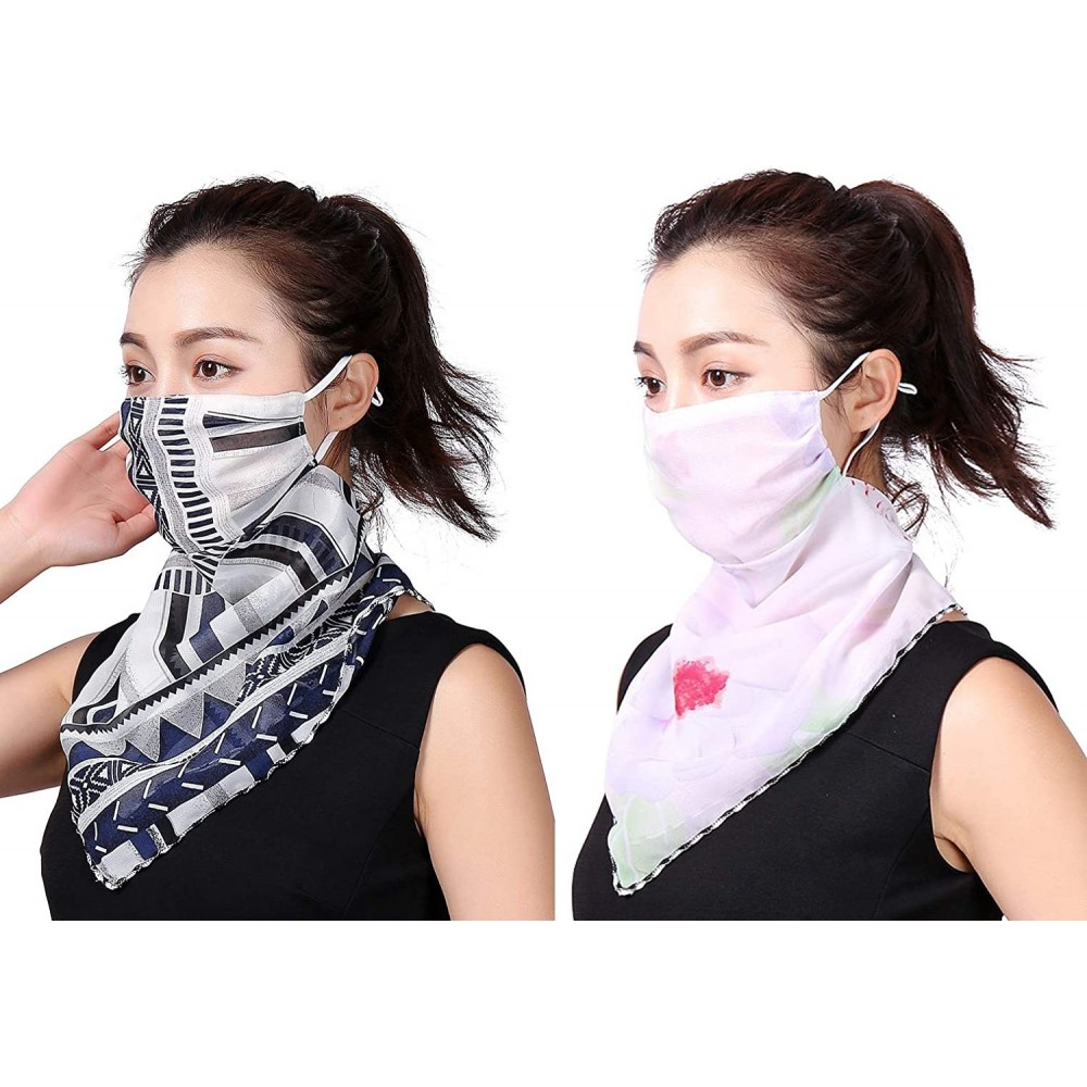 Balaclavas 2 Pack Women's Colorful Sun Proof Chiffon Face Cover Bandana Outdoor UV Protection Neck Gaiter - Assorted 07 - CR1...