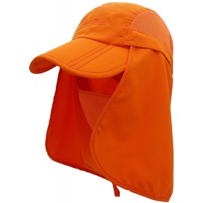 Sun Hats Neck Face Flap Outdoor Cap UV Protection Sun Hats Fishing Hat Quick-Drying UPF50+ - Orange - CE199QMHS43 $13.86
