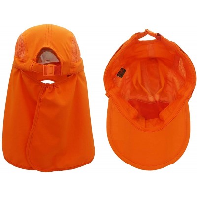 Sun Hats Neck Face Flap Outdoor Cap UV Protection Sun Hats Fishing Hat Quick-Drying UPF50+ - Orange - CE199QMHS43 $13.86