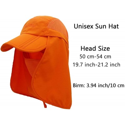 Sun Hats Neck Face Flap Outdoor Cap UV Protection Sun Hats Fishing Hat Quick-Drying UPF50+ - Orange - CE199QMHS43 $13.86