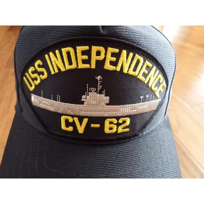Baseball Caps USS Independence CV-62 Hat / USN Baseball Cap 9217- Dark Navy Blue- Adjustable - C311K5JSBB3 $21.65
