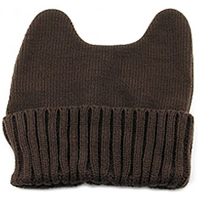 Skullies & Beanies Cute Cat Ear Shape Women Girl Warm Winter Knitted Hat Beanie Cap - Coffee - CY11OPODAJ1 $19.05