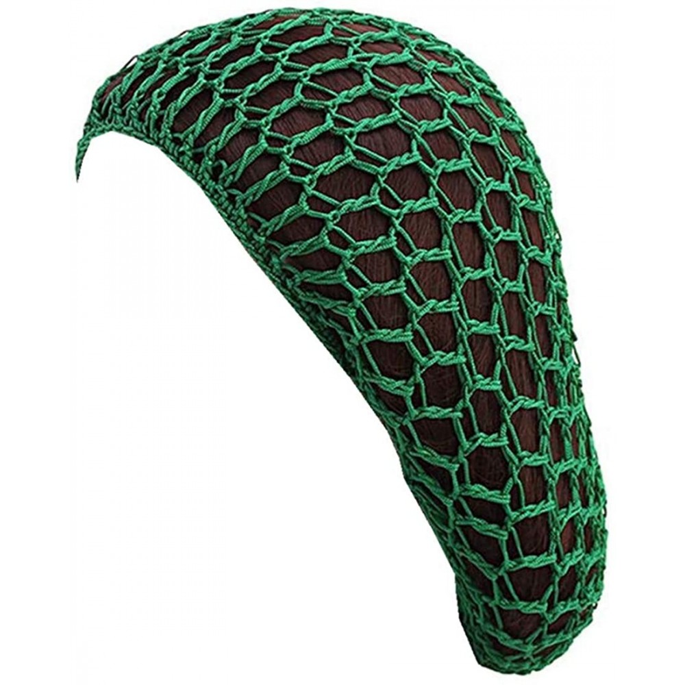 Skullies & Beanies Women Soft Rayon Snood Hat Hair Net Crocheted Hair Net Cap Mix Colors Dropshipping - Fw-12-green - C418RYX...