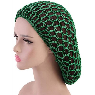 Skullies & Beanies Women Soft Rayon Snood Hat Hair Net Crocheted Hair Net Cap Mix Colors Dropshipping - Fw-12-green - C418RYX...