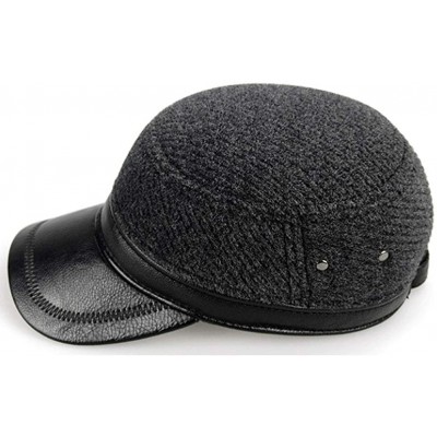 Newsboy Caps Men's Winter Warm Leather Peaked Baseball Cap Driving Hat with Earmuffs - S2-dark Grey - CM18XHXWU8H $13.66