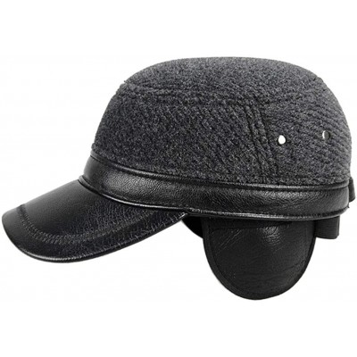 Newsboy Caps Men's Winter Warm Leather Peaked Baseball Cap Driving Hat with Earmuffs - S2-dark Grey - CM18XHXWU8H $13.66