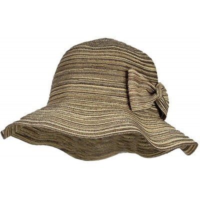 Sun Hats Waterproof Floppy Sun Hat w/UPF 50+ & Bow - Packable Crusher Summer Rain Cap - Multi Brown - CU18OWU24GG $13.61