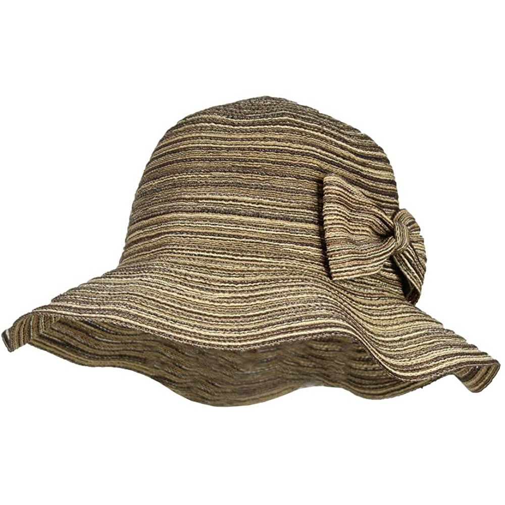 Sun Hats Waterproof Floppy Sun Hat w/UPF 50+ & Bow - Packable Crusher Summer Rain Cap - Multi Brown - CU18OWU24GG $13.61