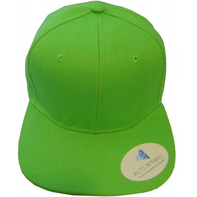 Baseball Caps Premium Plain Solid Flat Bill Snapback Hat - Adult Sized Baseball Cap - Lime - CL1836ZW9LT $13.88