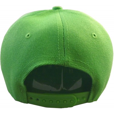 Baseball Caps Premium Plain Solid Flat Bill Snapback Hat - Adult Sized Baseball Cap - Lime - CL1836ZW9LT $13.88