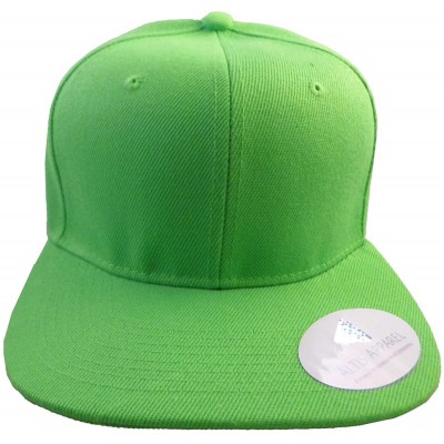 Baseball Caps Premium Plain Solid Flat Bill Snapback Hat - Adult Sized Baseball Cap - Lime - CL1836ZW9LT $13.88